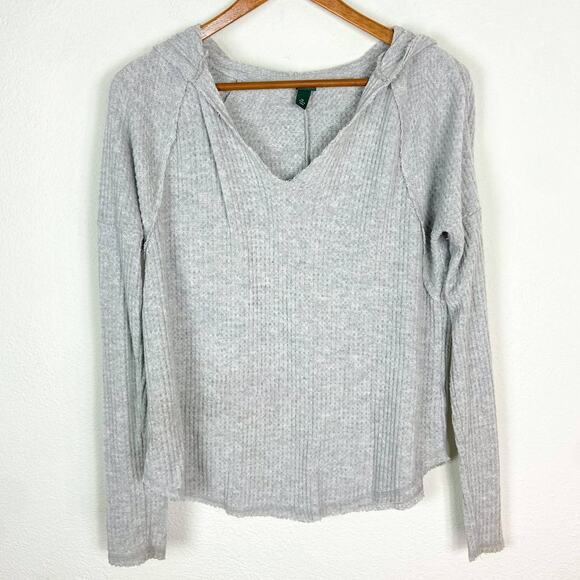 Wild Fable Hooded Long Sleeve Top Size XL Gray Waffle Knit‎ Pullover Thermal - Picture 1 of 8